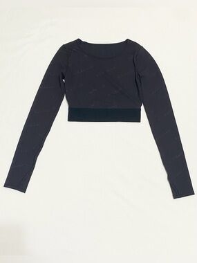 Lululemon Wunder Train Cropped Long Sleeve Special Edition Logo Black
